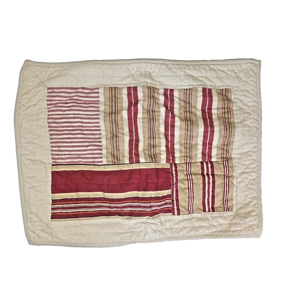 2 Pottery Barn‎ Vintage Stripe Patchwork Quilted Pillow Shams Ticking 2007 STD